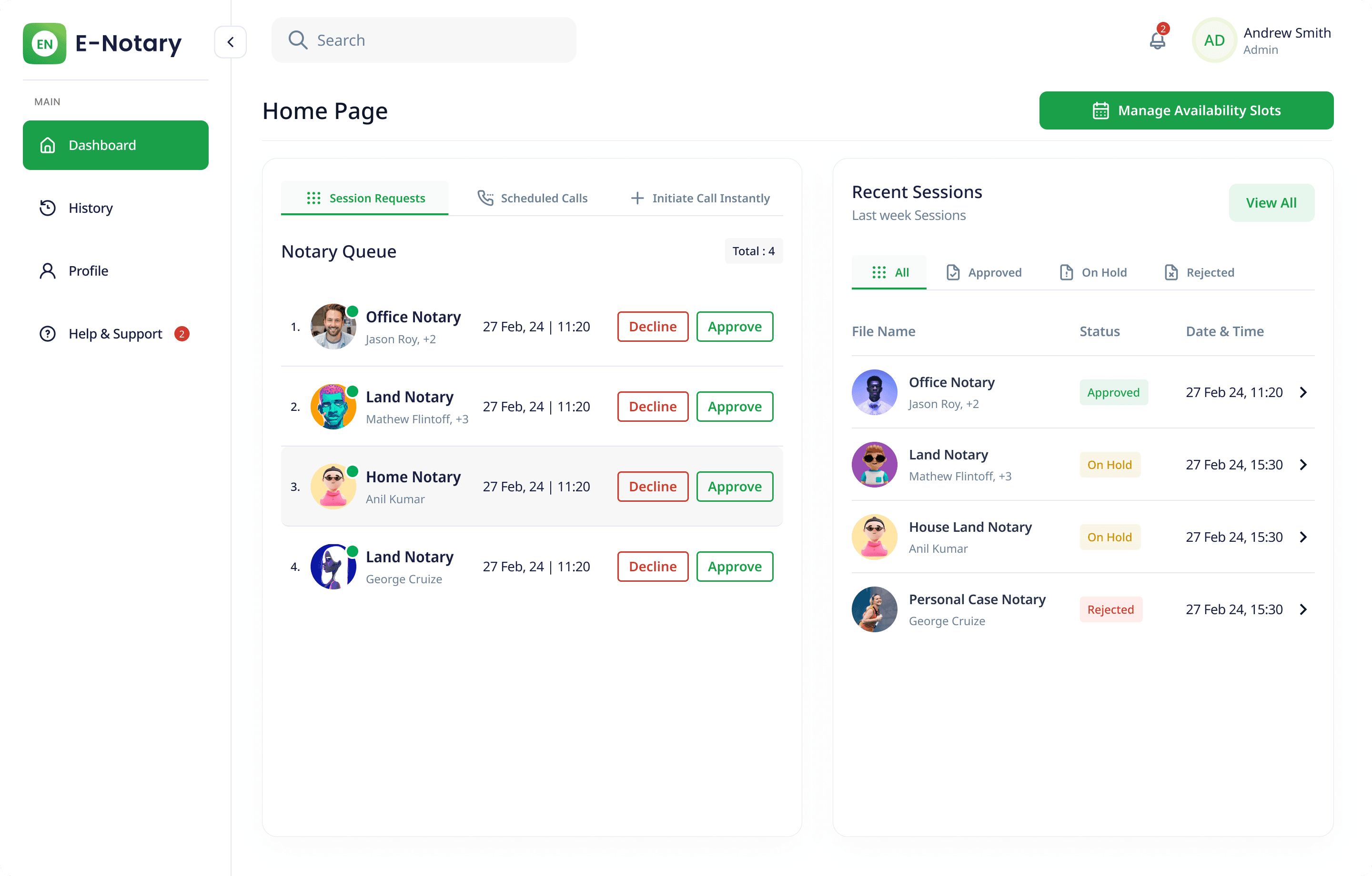 Powerful Dashboard for Notaries